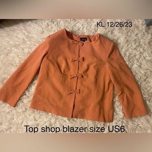 Topshop pink blazer with snap bow enclosures